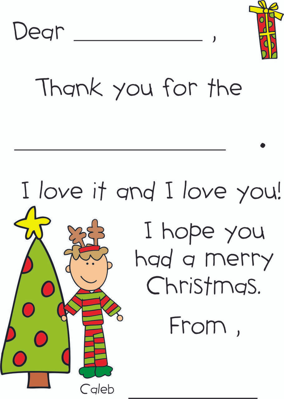 Holiday Boy Fill In Flat Note Cards - Qty 25