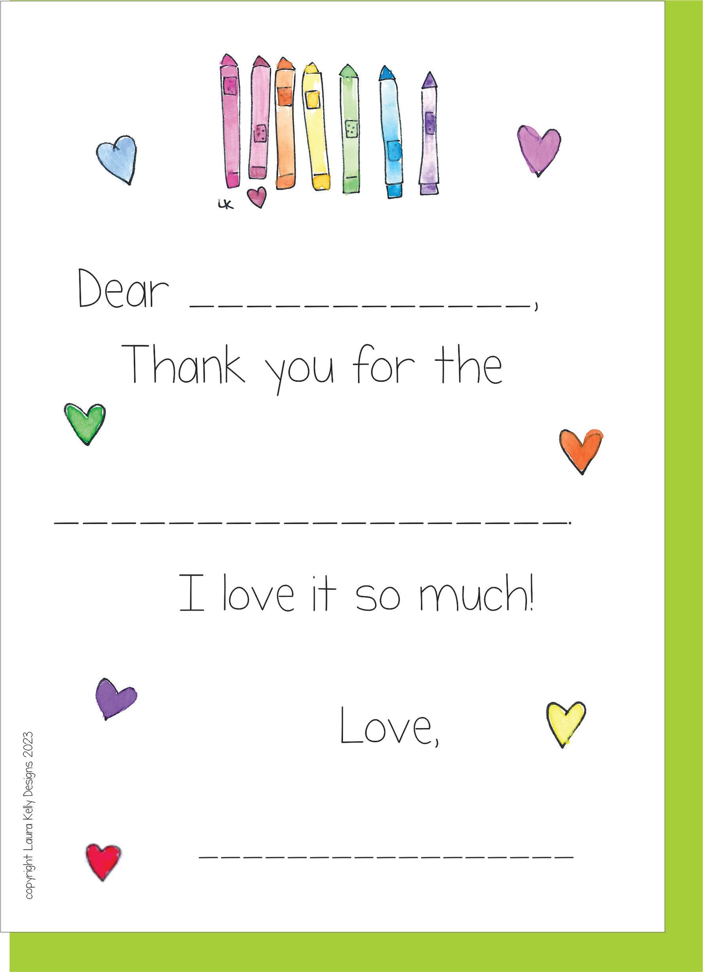 Fill In Thank You Notes - Crayons