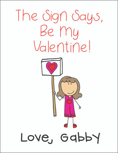 Valentine Cards Sign Girl With Envelopes - Qty 28