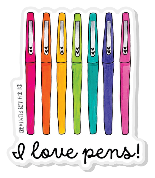 I Love Pens Acrylic Pin
