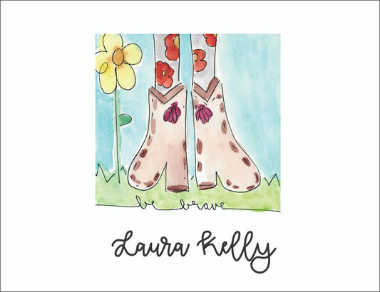 Watercolor Note Cards Be Brave - Quantity 50