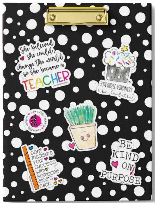 Sticker Themed Clipfolio with Personalized Memo Pad