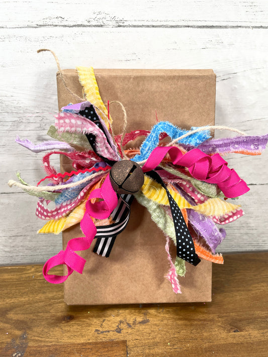 Reusable Scrappy Fabric Ribbon Bow - Set of 2