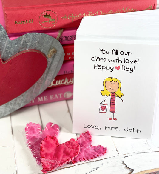 Valentine Cards Teacher Female With Envelopes - Qty 28
