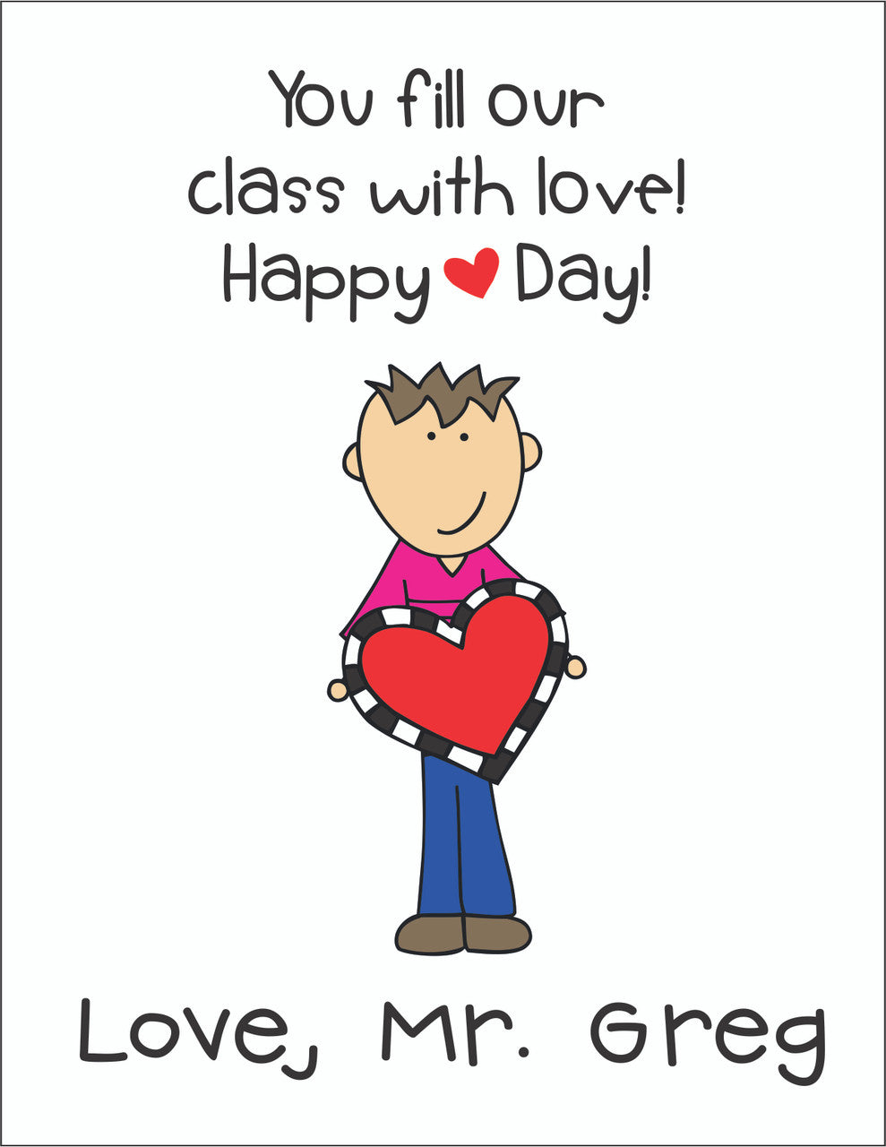 Valentine Cards Teacher Male With Envelopes - Qty 28