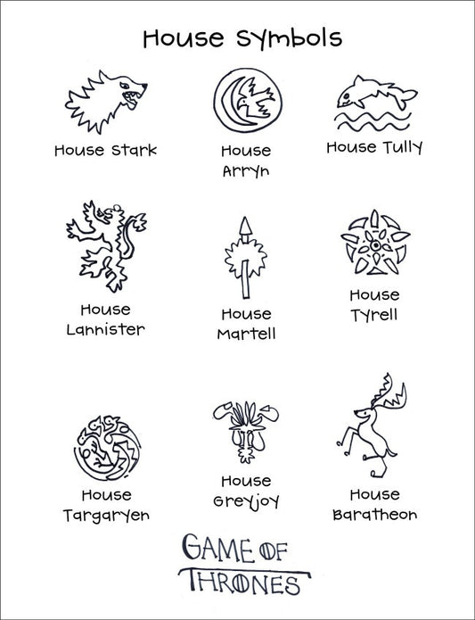 Game of Thrones Houses Printable and Images
