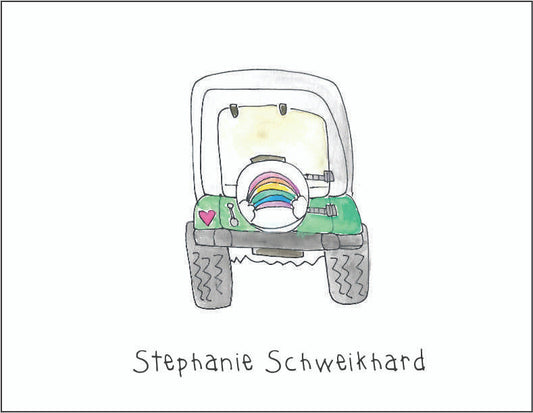Jeep Green Note Cards - Quantity 50