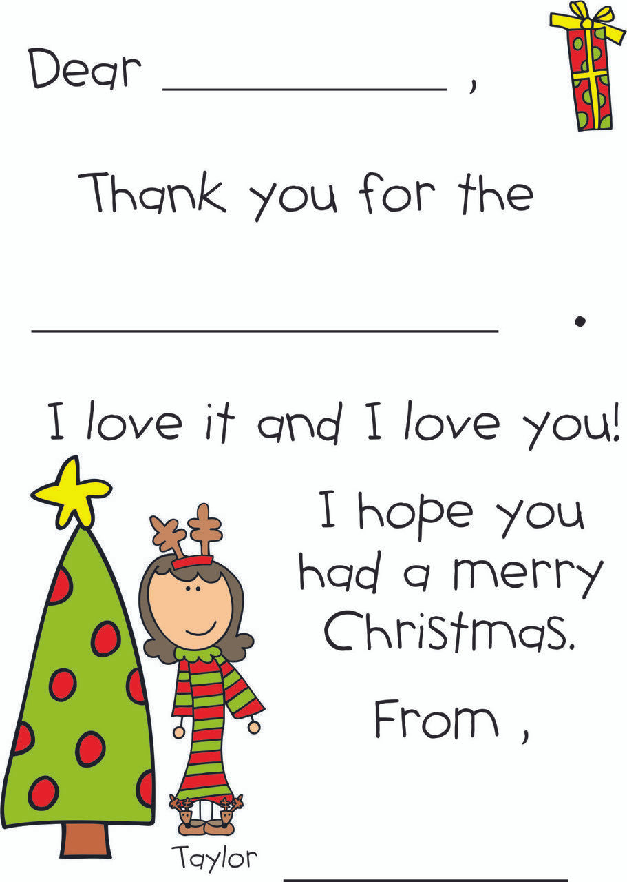 Holiday Girl Fill In Flat Note Cards - Qty 25