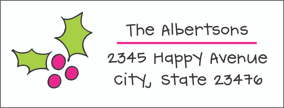 Return Address Label Pink Holly