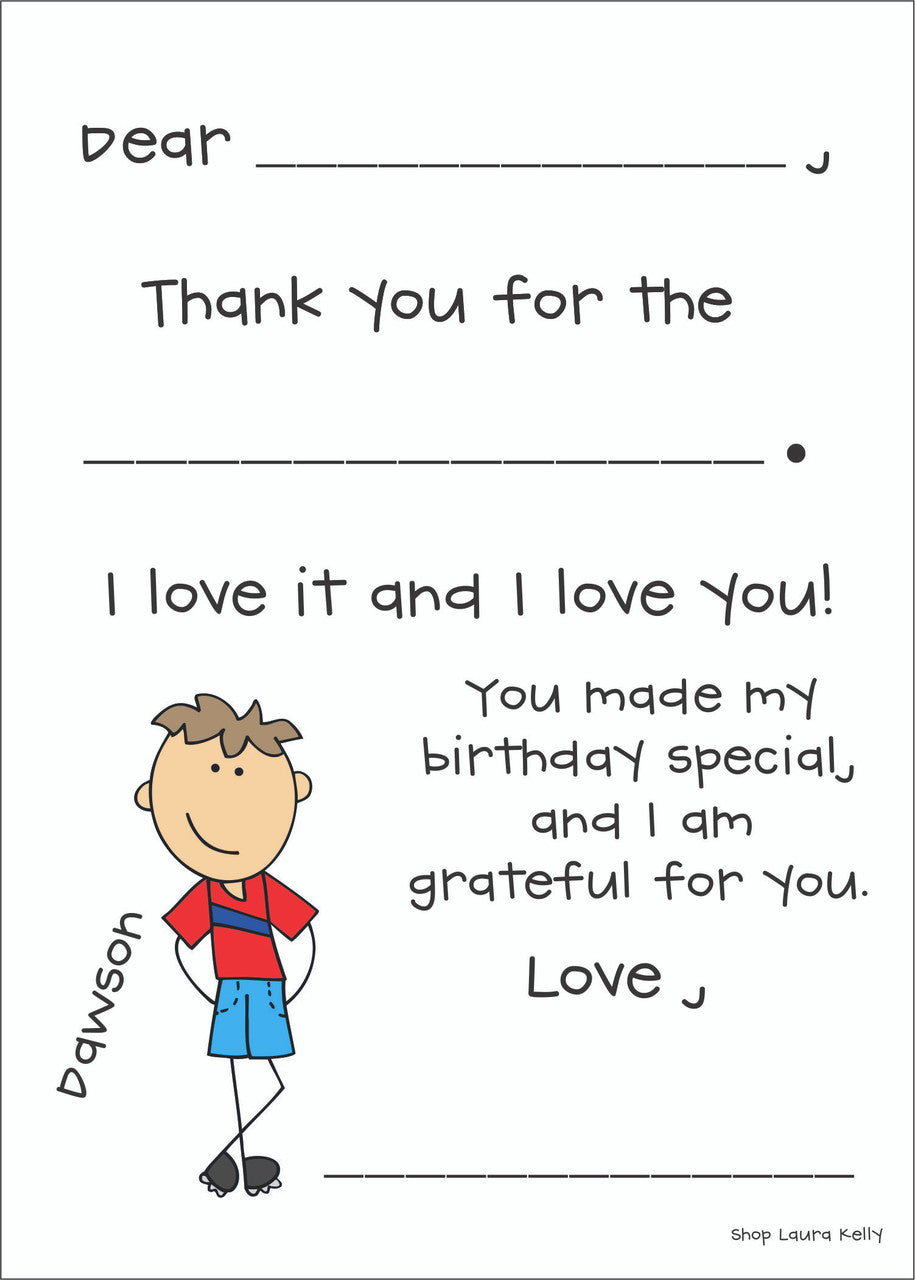 Boy Fill In Flat Note Cards - Qty 25