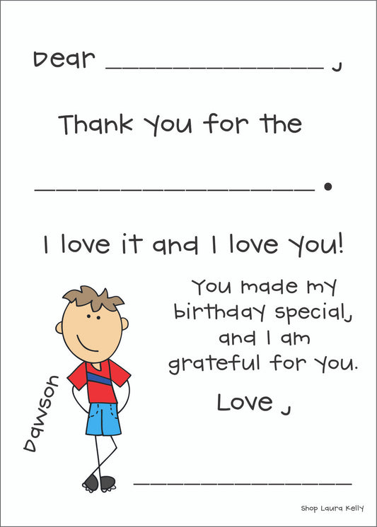 Boy Fill In Flat Note Cards - Qty 25