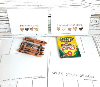 Antiracism Post Cards - Pack of 8 with Crayons