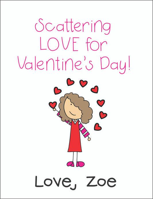 Valentine Cards Love Girl With Envelopes - Qty 28