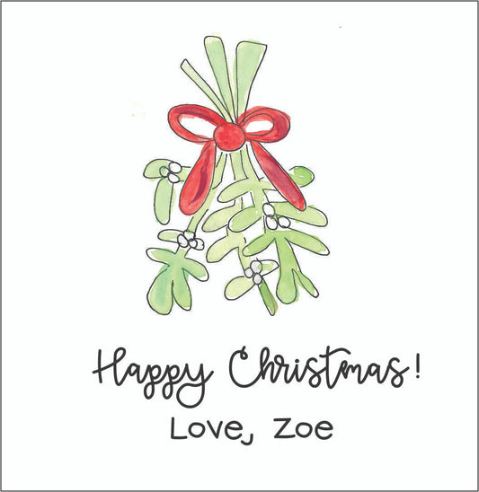Square Gift Tags - Christmas Mistletoe