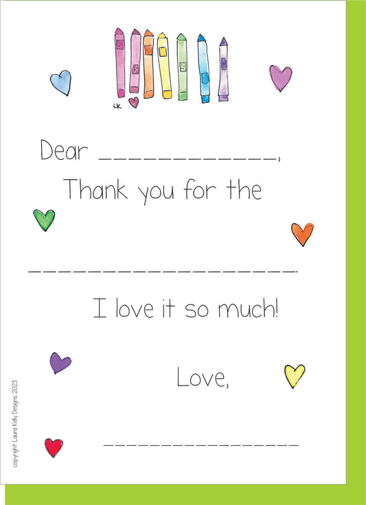 Fill In Thank You Notes - Crayons