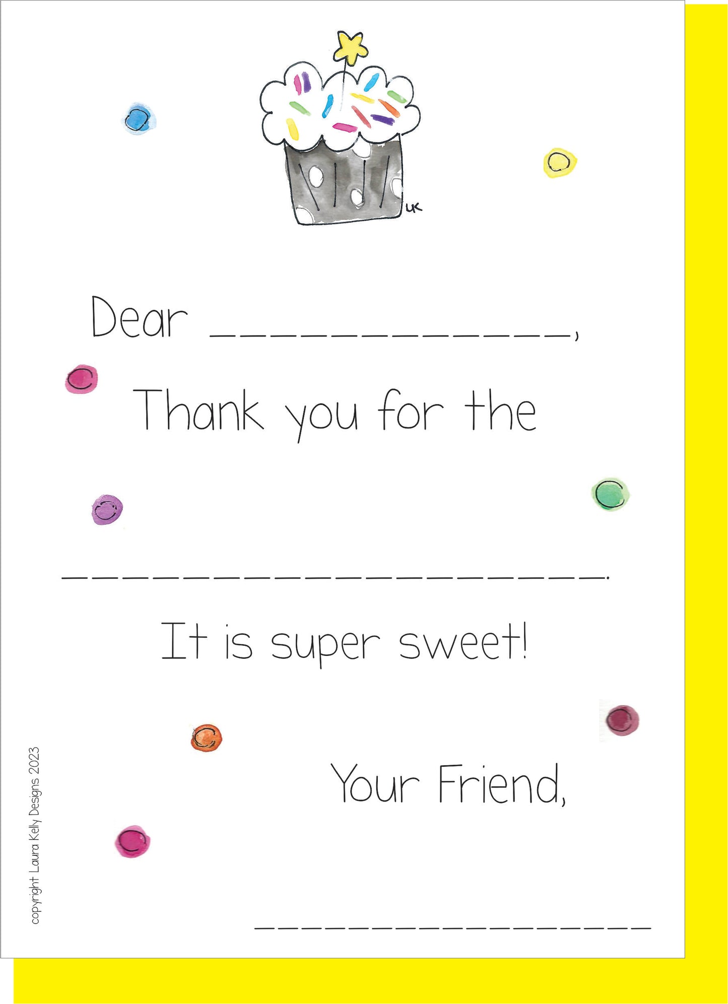 Fill In Thank You Notes - Cupcake