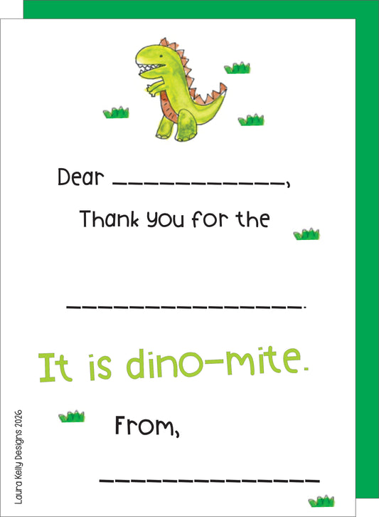 Fill In Thank You Notes - Dino