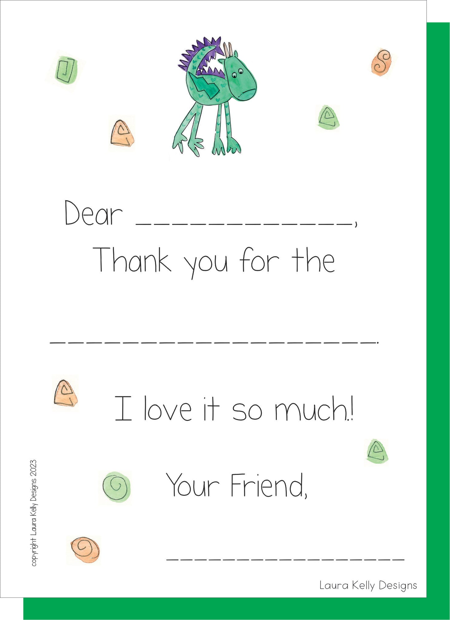 Fill In Thank You Notes - Dragon