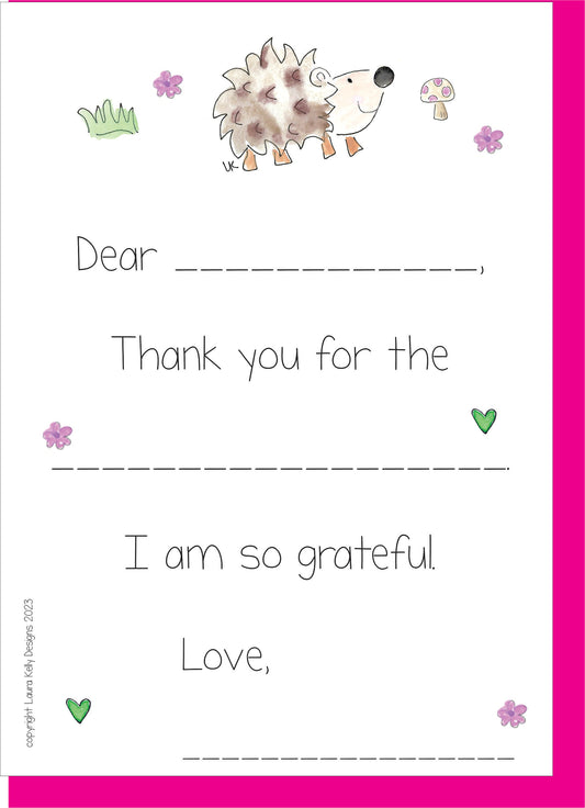 Fill In Thank You Notes - Hedgehog