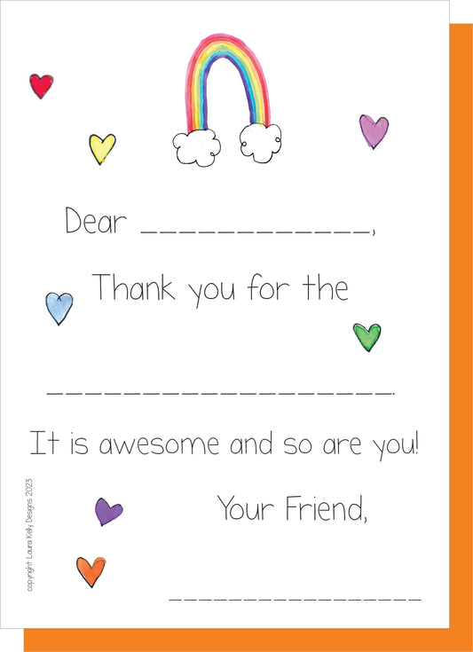 Fil In Thank You Notes - Rainbow