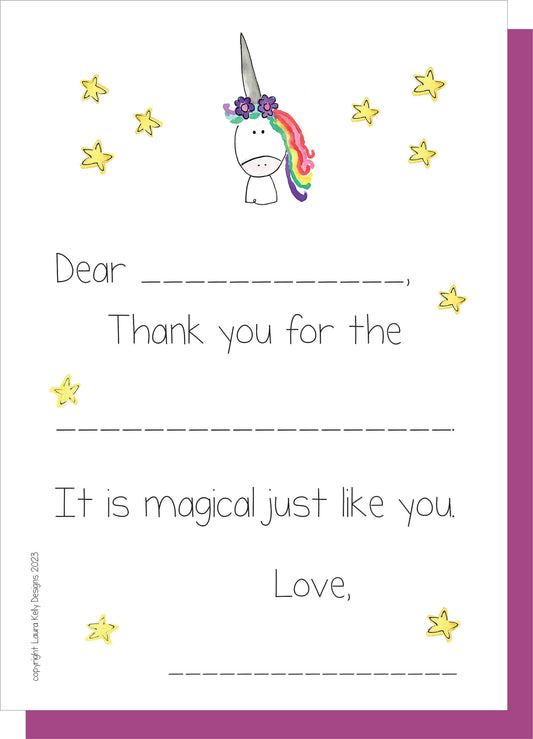 Fill In Thank You Notes - Unicorn