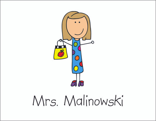 Female Teacher Fold Over Note Cards- Quantity 50
