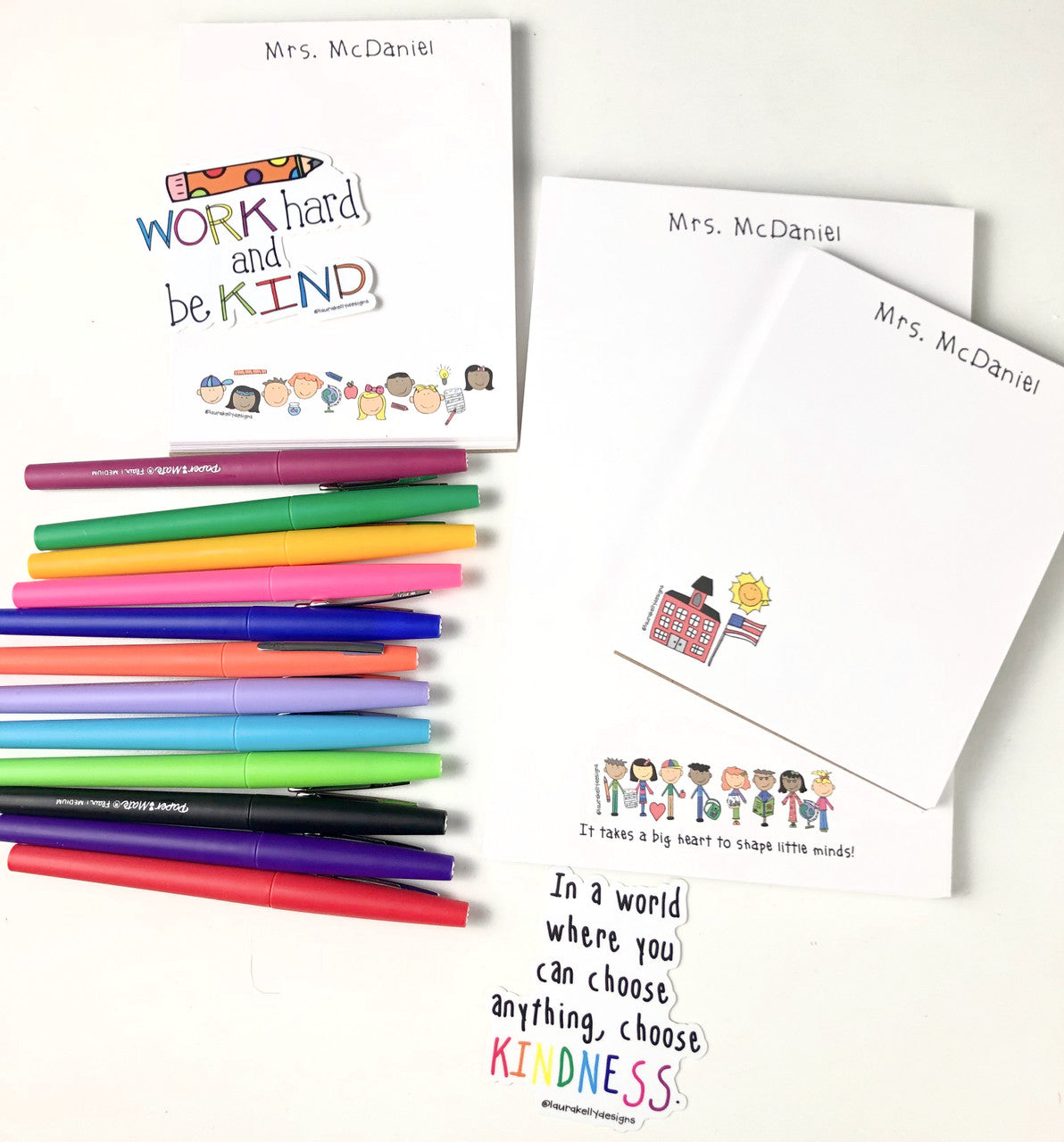 Memo Pad/Flair Pens BUNDLE Set - Happy Teacher