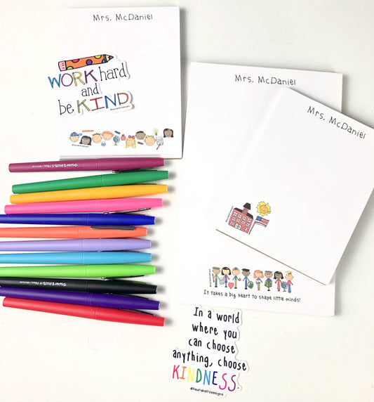 Memo Pad/Flair Pens BUNDLE Set - Happy Teacher