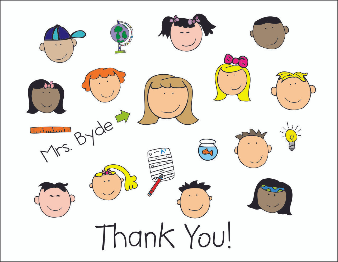 Classroom Teacher Note Cards Female