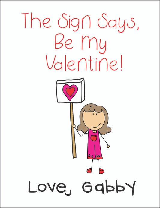 Valentine Cards Sign Girl With Envelopes - Qty 28