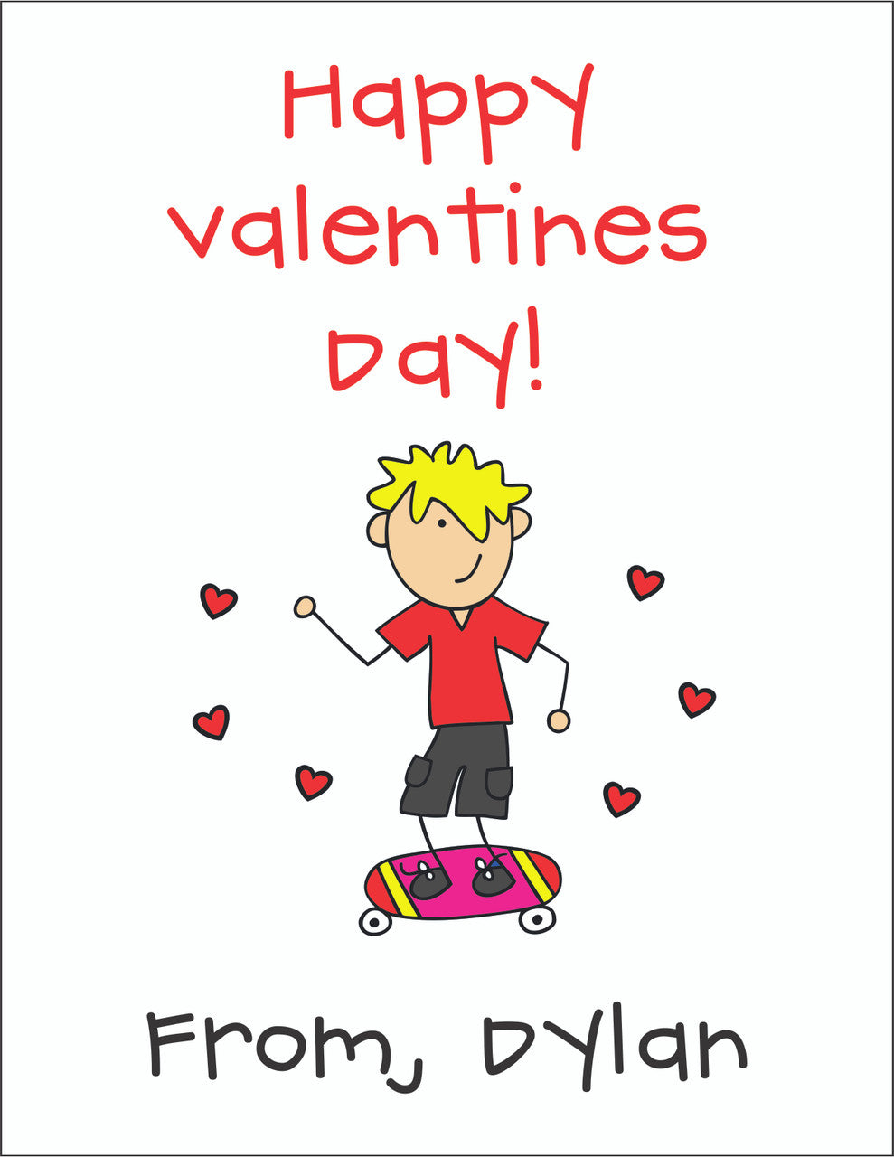 Valentine Cards Skater Boy With Envelopes - Qty 28