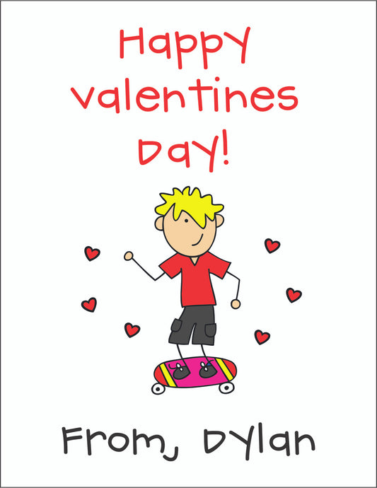 Valentine Cards Skater Boy With Envelopes - Qty 28
