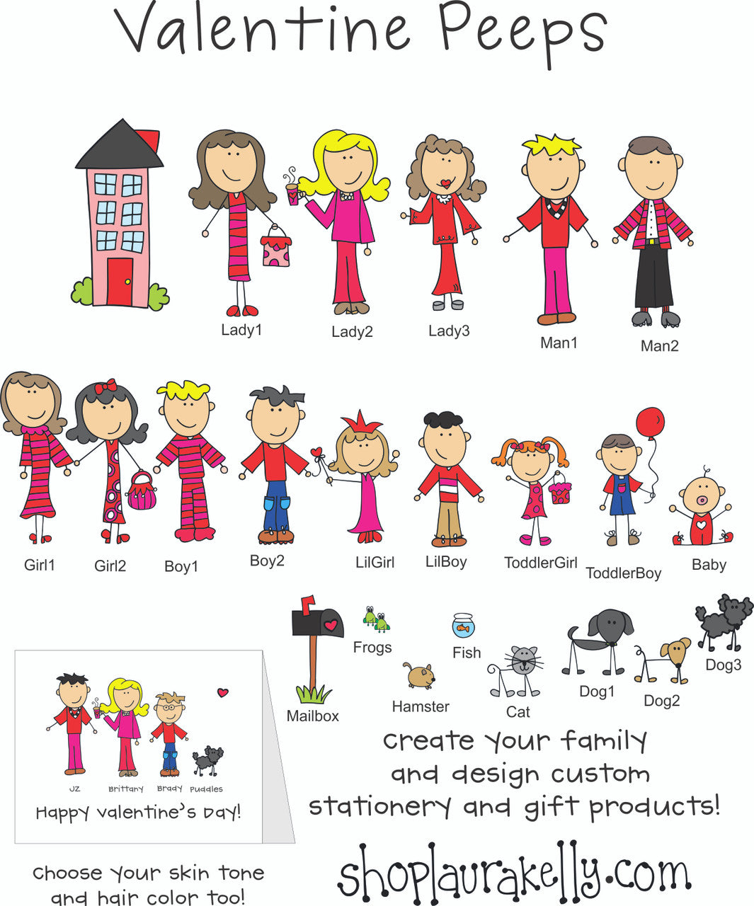 Me and My Peeps Family FLAT Cards VALENTINES - Qty 40